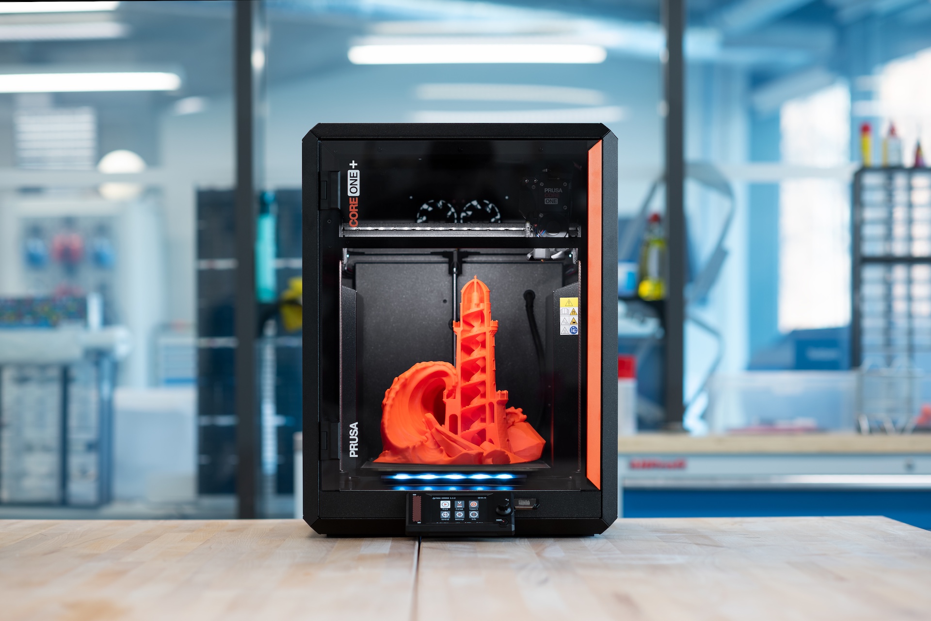 Prusa CORE One+ 3D printer in a laboratory